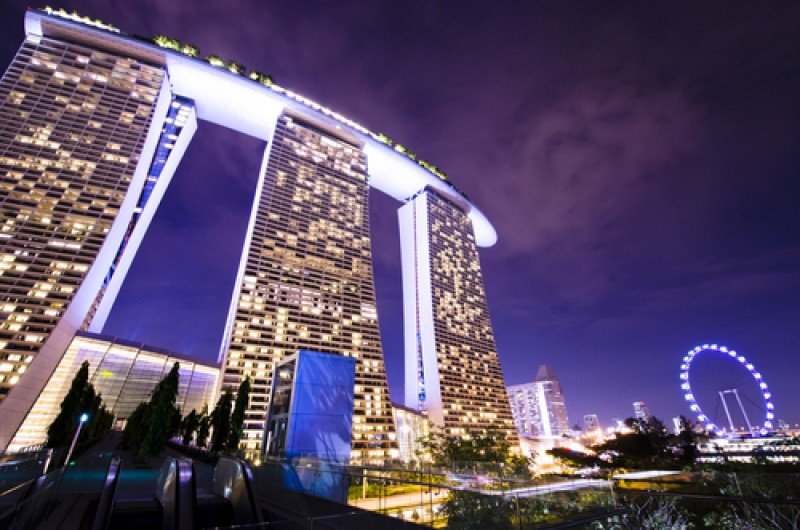 Marina Bay Sands Hotel en Singapur, operado por la compañía Las Vegas Sands. #shu#